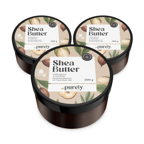 3x 100% Burro di karité non raffinato, totale 900 g