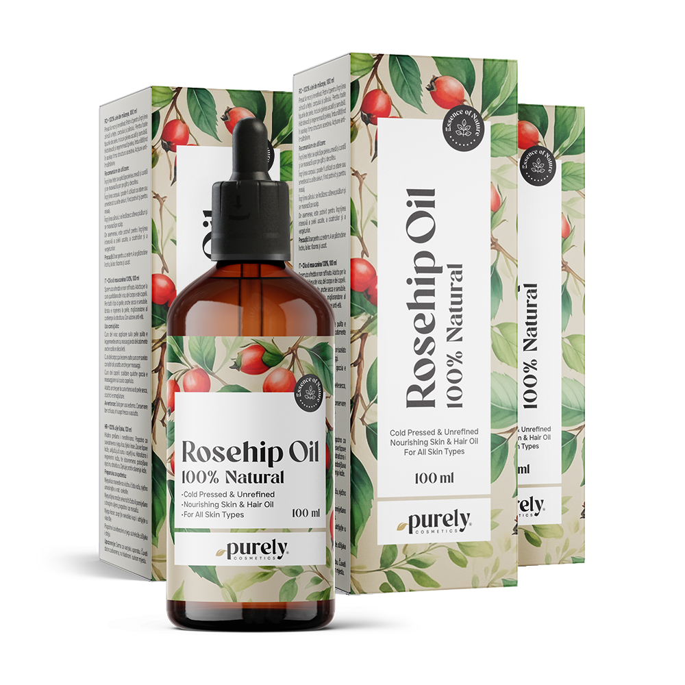 3x 100% Olio di rosa canina, totale 300 ml